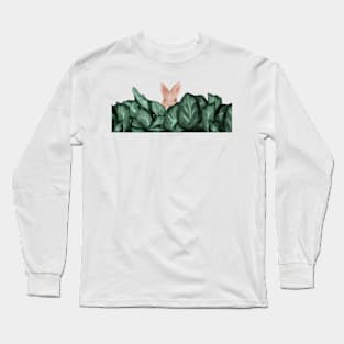 Baby Bunny In Lettuce Field Spring Watercolor Long Sleeve T-Shirt